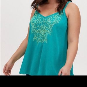 Torrid Embroidered greenish top